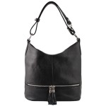 Torebka skórzana - czarny worek na regulowanym uchu