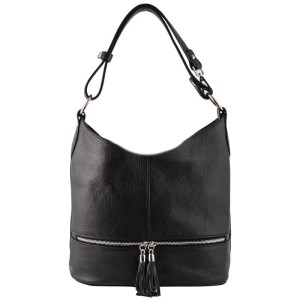 Torebka skórzana - czarny worek na regulowanym uchu