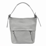 Skórzana torebka worek ze skóry - jasny popiel