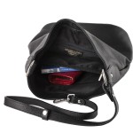 Torebka skórzana czarny worek na regulowanym uchu - wnętrze