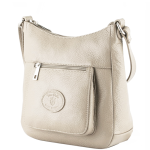 Skórzana  Listonoszka  z kieszonką (id 1089) beżowa