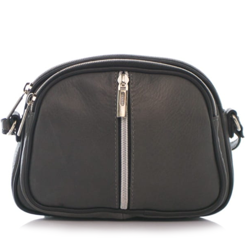 Grafitowa skórzana torebka Trzy zameczki