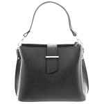 Vera Pelle skórzana torebka kuferek czarny (id 1160)