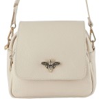 Skórzana torebka listonoszka z klapką z zapięciem z motywem pszczoły