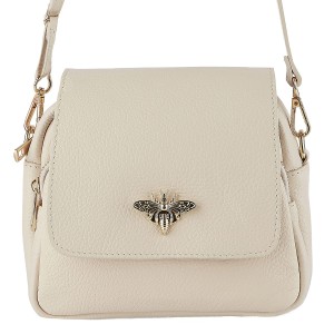 Skórzana torebka listonoszka z klapką z zapięciem z motywem pszczoły