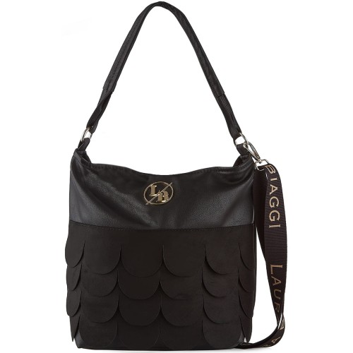 Torebka Laura Biaggi z ozdobnym zamszem w kształcie łuski