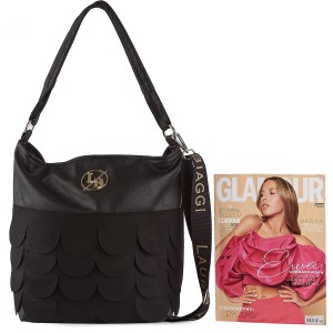 Czarna torebka worek Laura Biaggi - skóra ekologiczna