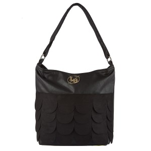 Laura Biaggi czarna torebka worek eko skóra