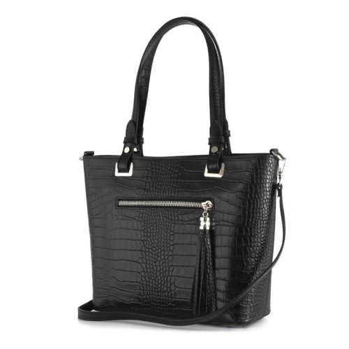 VERA PELLE  skórzana torebka shopper - wzór krokodyla