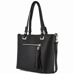 Czarna skórzana torebk shopper bag A4