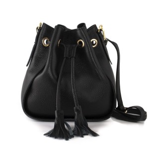 Czarna torebka mini woreczek ze skóry