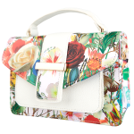 Listonoszka w formie kuferka w kwiatowy wzór - eko skóra