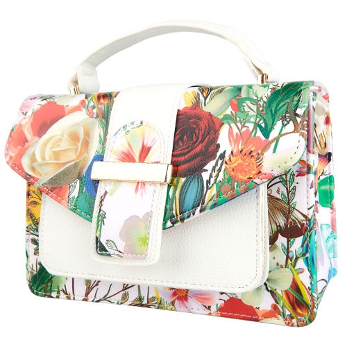 Listonoszka w formie kuferka w kwiatowy wzór - eko skóra