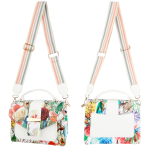 Torebka listonoszka w kształcie kuferka w kwiaty  na regulowanym kolorowym pasku