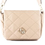 Laura Biaggi beżowa pikowana torebka listonoszka z klapką