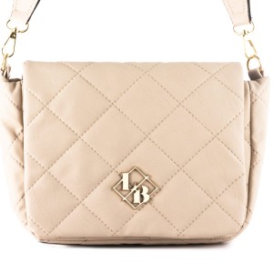 Laura Biaggi beżowa pikowana torebka listonoszka z klapką