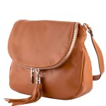 Skórzana torebka z klapką - ruda