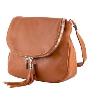 Skórzana torebka z klapką - ruda