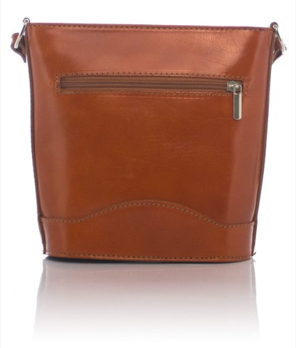  Skórzana torebka - Listonoszka Camel ruda