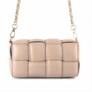 Pleciona mała torbka na łańcuszku ze skóry