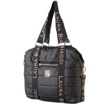 Laura Biaggi - pikowna torebka shopper bag logowane taśmy