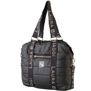 Laura Biaggi - pikowna torebka shopper bag logowane taśmy