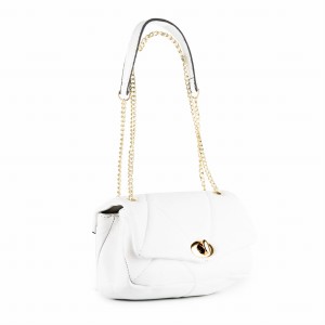 Pikowana skórzana torebka na łańcuszku