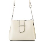  Skórzana Mała Torebka Kuferek z Łańcuszkiem (id 861) Beżowa