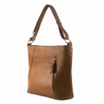 Torebka ze skóry worek na ramię brązowy