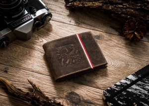 Skórzany męski portfel PETERSON z motywem patriotycznym
