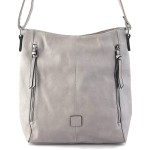 Szara pojemna torebka listonoszka z zamkami eko skóra