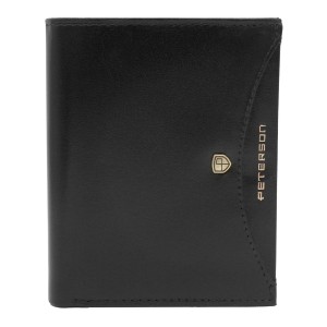 Czarny męski portfel skórzany PETERSON