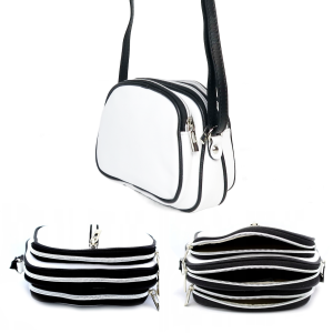 Trzykomorowa skórzana torebka listonoszka