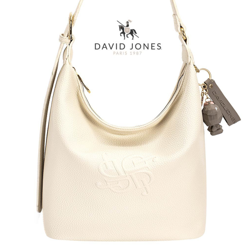 David Jones torebka worek A5 z brelokiem  beżowa