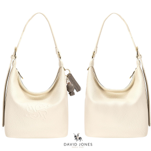 David Jones torebka worek z brelokiem na klucze beżowa