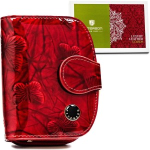 Mały skórzany portfel Peterson w motyle