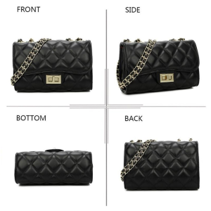 4 ujęcia Pikowana czarna torebka eko skóra