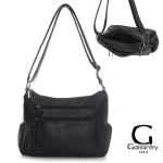 Dwukomorowa czarna listonoszka Gallantry dużo kieszonek na zamki, eko skóra