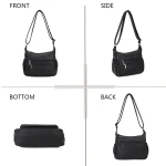 torebka Gallantry listonoszka czarna praktyczna widok przód tył bok i spód torebki