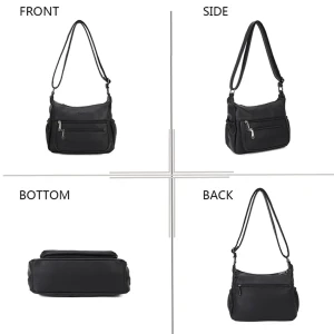 torebka Gallantry listonoszka czarna praktyczna widok przód tył bok i spód torebki