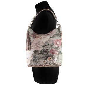 skórzany worek kwiatowy motyw