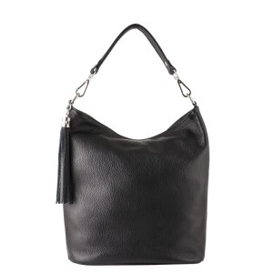 Czarna Skórzana Torebka - Worek