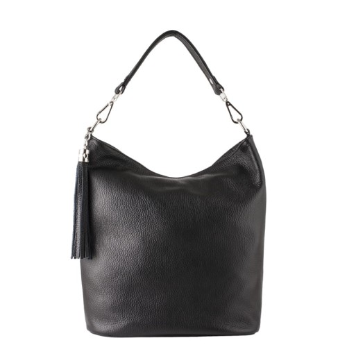 Czarna Skórzana Torebka - Worek