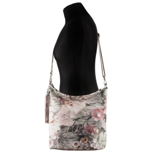 torebka ze skóry naturalnej w kwiaty