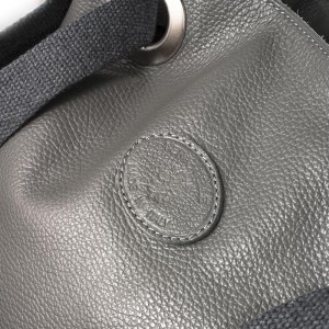 Vera Pelle Skórzana Torebka - Worek - Popielaty ciemny