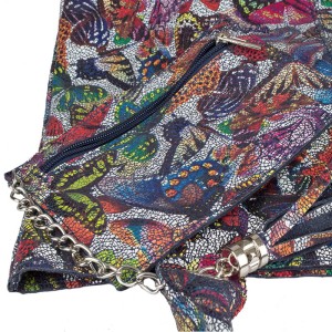 Skórzana torebka - Worek - motyle