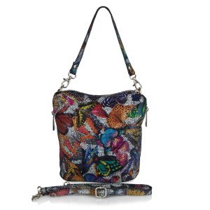 Mała skórzana torebka w motyle