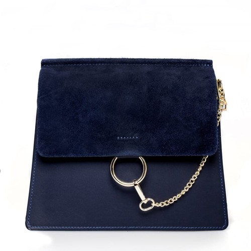 Granatowa Skórzana listonoszka z łańcuszkiem -chloe