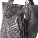 Skórzany Shopper Skóra Krokodyla