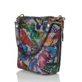 Mała skórzana torebka w kolorowe motyle 